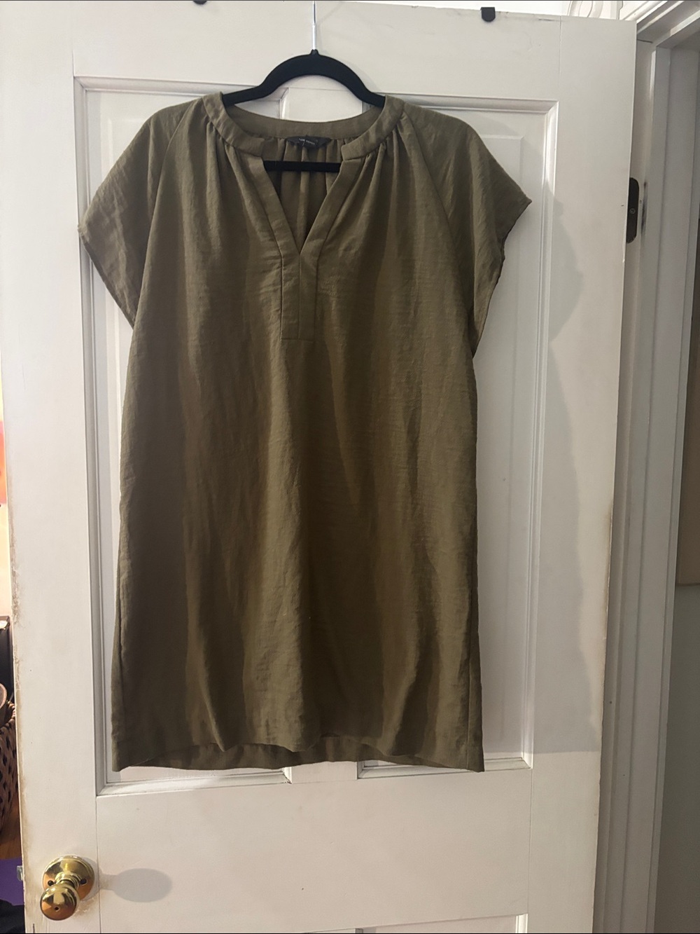 Banana Republic Olive Green Split-Neck Tunic T-shirt dress
